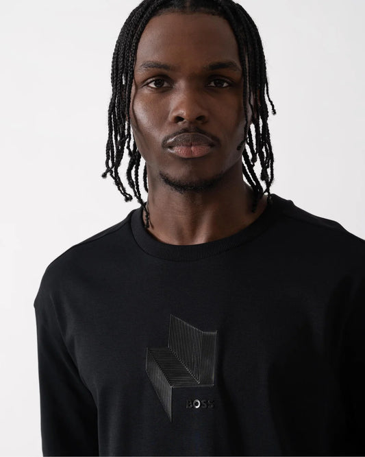 BOSS Tee Mirror 1 Men's Black Graphic Print T-Shirt