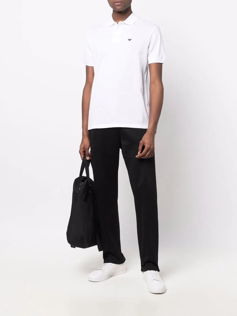 Emporio Armani Logo Embroidered Men's White Polo T-shirt