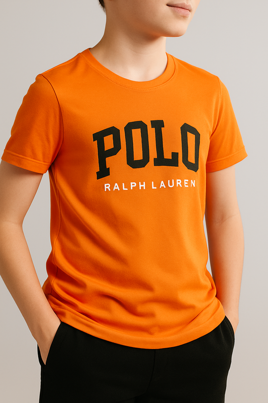 Ralph Lauren Orange Cotton Logo T-shirt for Kids/Juniors