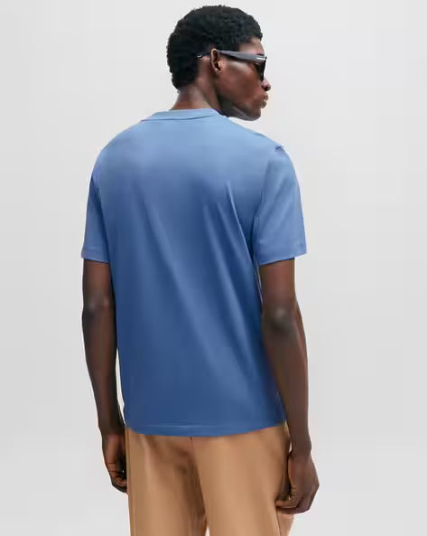 BOSS Logo Signature Blue Color Regular Fit Cotton Jersey T-Shirt for Kids/Juniors