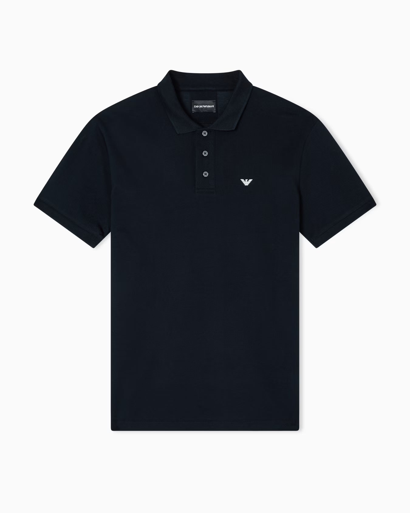 Emporio Armani Mercerised Piqué Men's Black Polo T-shirt with Micro Eagle