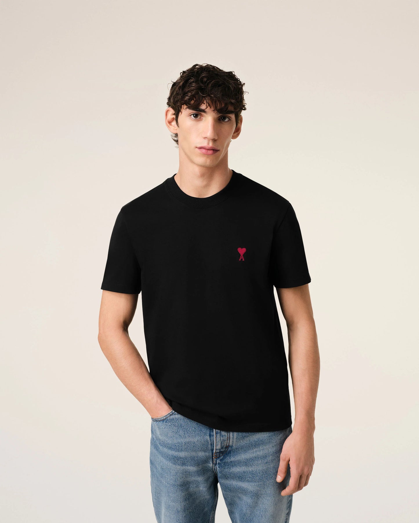 Ami De Coeur Men's Cotton Black T-Shirt