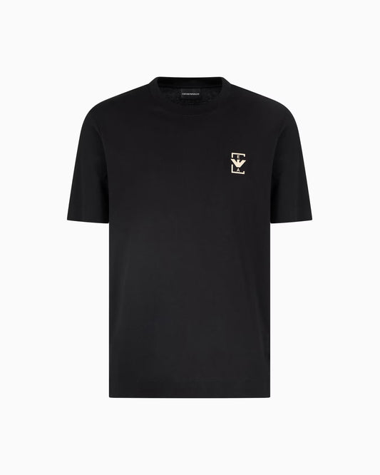 Emporio Armani ASV Men's Black T-shirt with Rubberised Logo Print