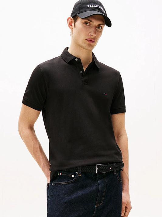 Tommy Hilfiger 1985 Regular Fit Pique Black Polo Shirt