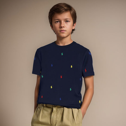 Ralph Lauren All Over Pony Navy T-shirt for Kids/Juniors