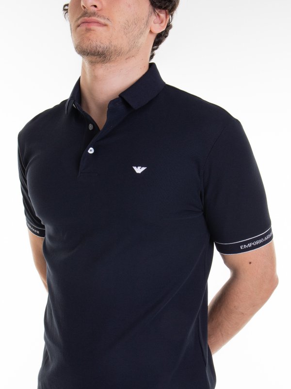 Emporio Armani Piquet Black Men's Polo T-shirt