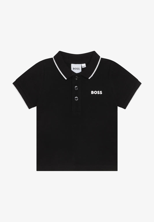 BOSS Black Short Sleeve Polo T-shirt for Kids/Juniors