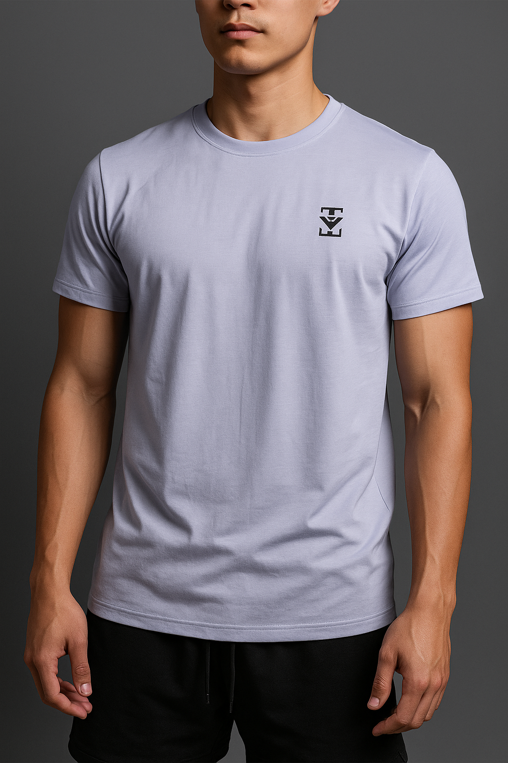 Emporio Armani ASV Men's Light Blue Jersey T-shirt with Rubberised Logo Print