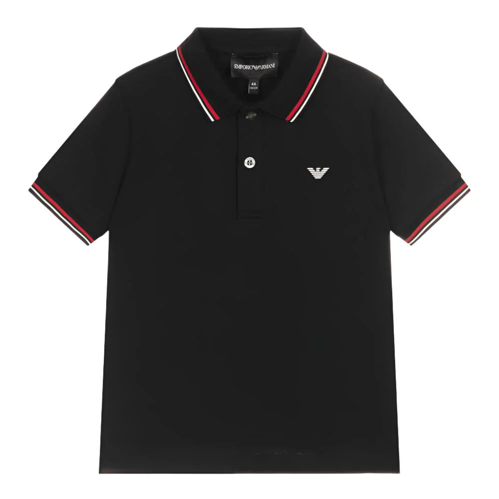 Emporio Armani Kids/Juniors Black Cotton Polo T-shirt