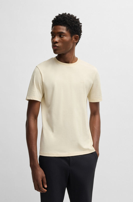 BOSS Cotton Jersey Men's Natural T-Shirt with Logo Detail