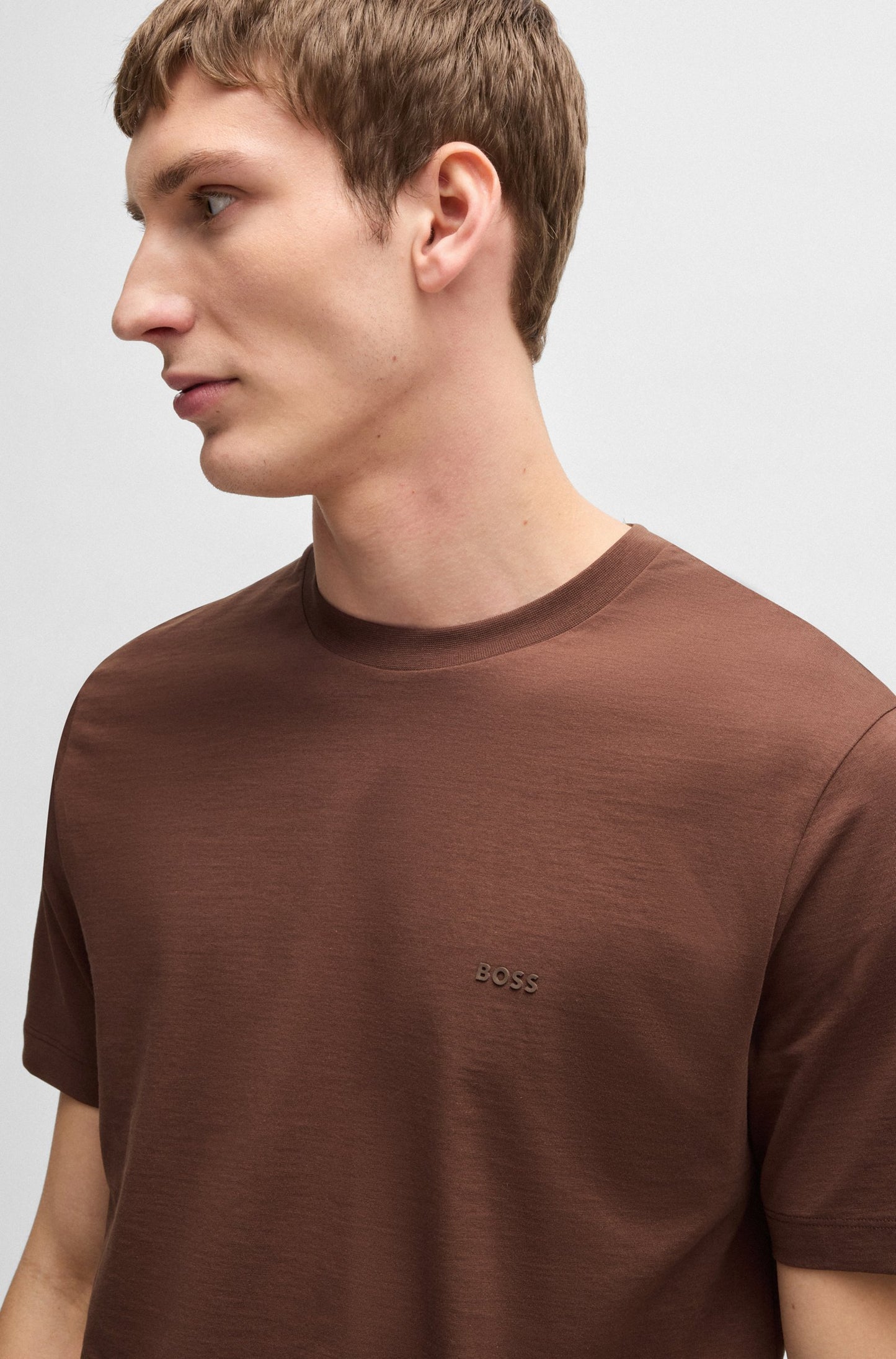 BOSS Cotton Jersey Men's Green T-Shirt with Logo Detail
