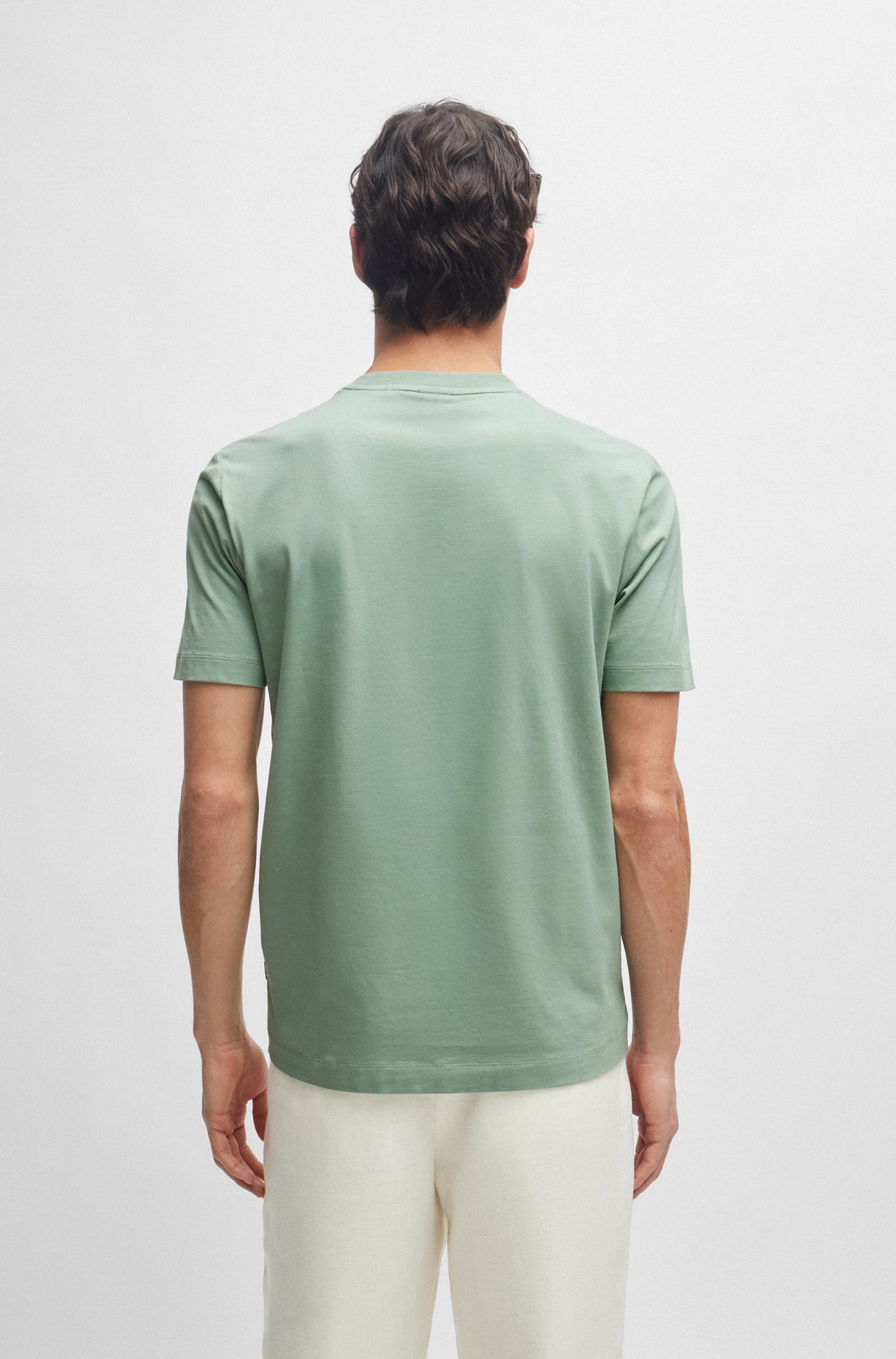 BOSS Cotton Jersey Men's Green T-Shirt with Logo Detail
