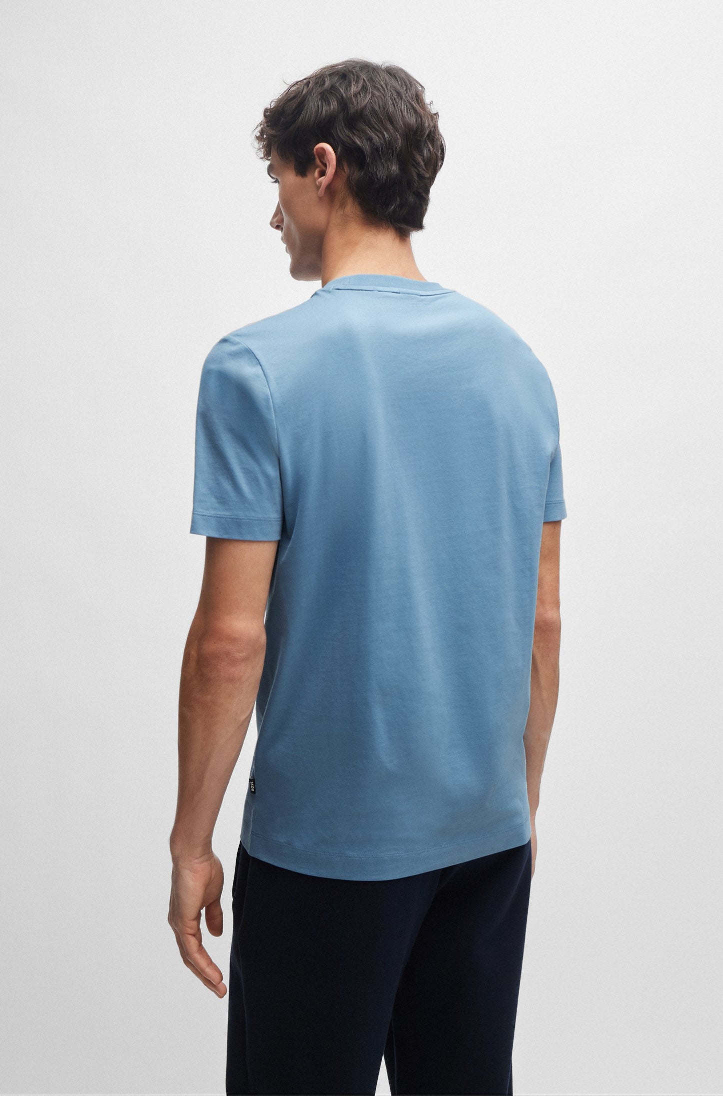 BOSS Cotton Jersey Men's Blue T-Shirt with Logo Detail