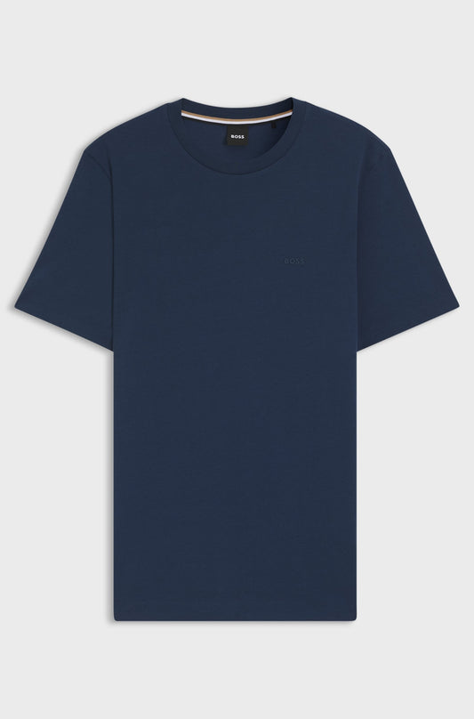 BOSS Cotton Jersey Men's Navy Blue T-Shirt with Logo Detail