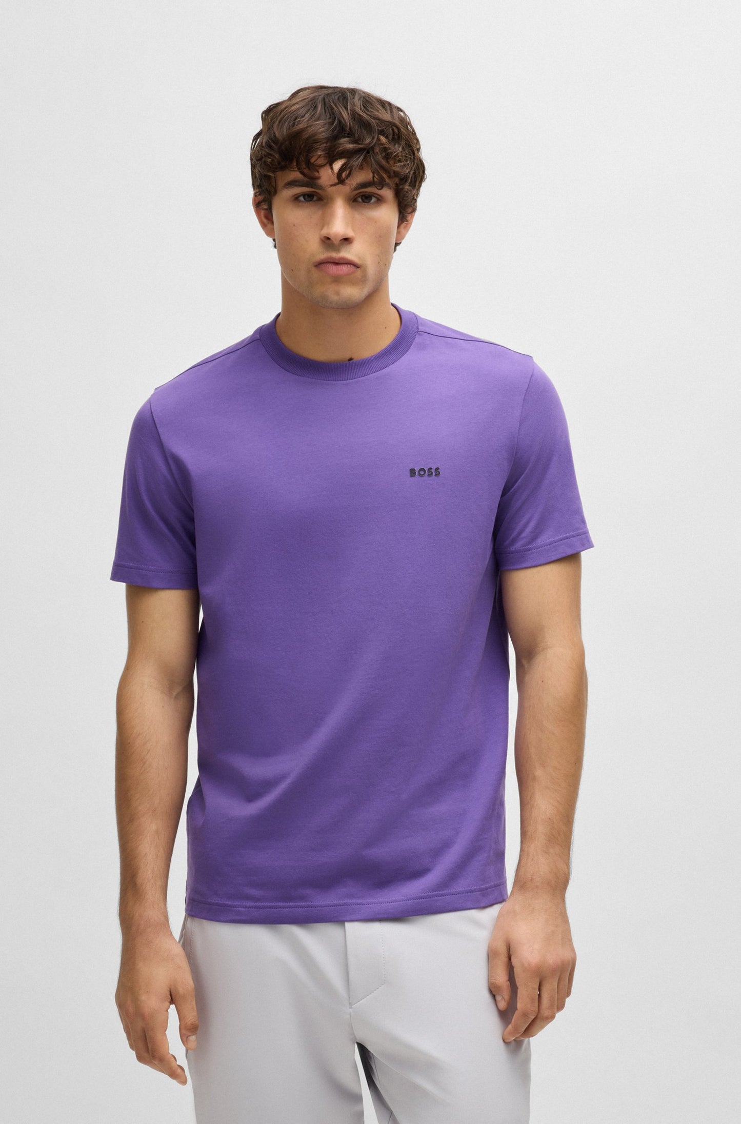 BOSS Cotton Jersey Men's Green T-Shirt with Logo Detail
