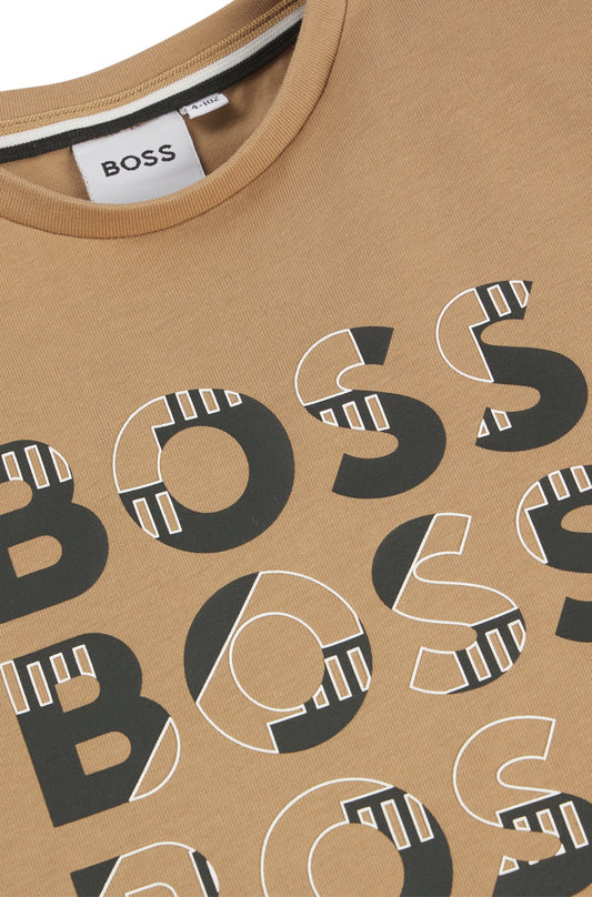 BOSS Kids/Juniors T-shirt in Cotton with Triple-Logo Print