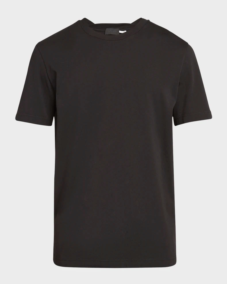 Black t-shirt on a light gray background