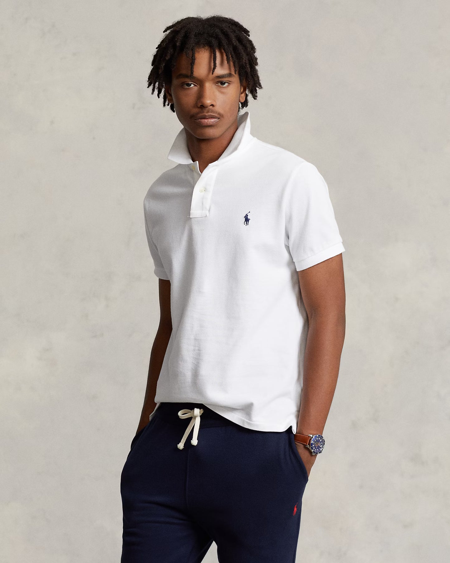 Polo Ralph Lauren Men's Slim Fit Mesh White Polo Shirt