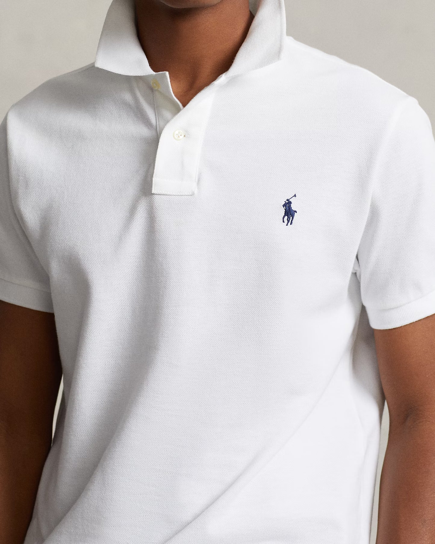 Polo Ralph Lauren Men's Slim Fit Mesh White Polo Shirt