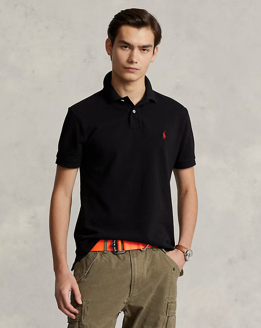 Polo Ralph Lauren Men's Slim Fit Mesh Black Polo Shirt