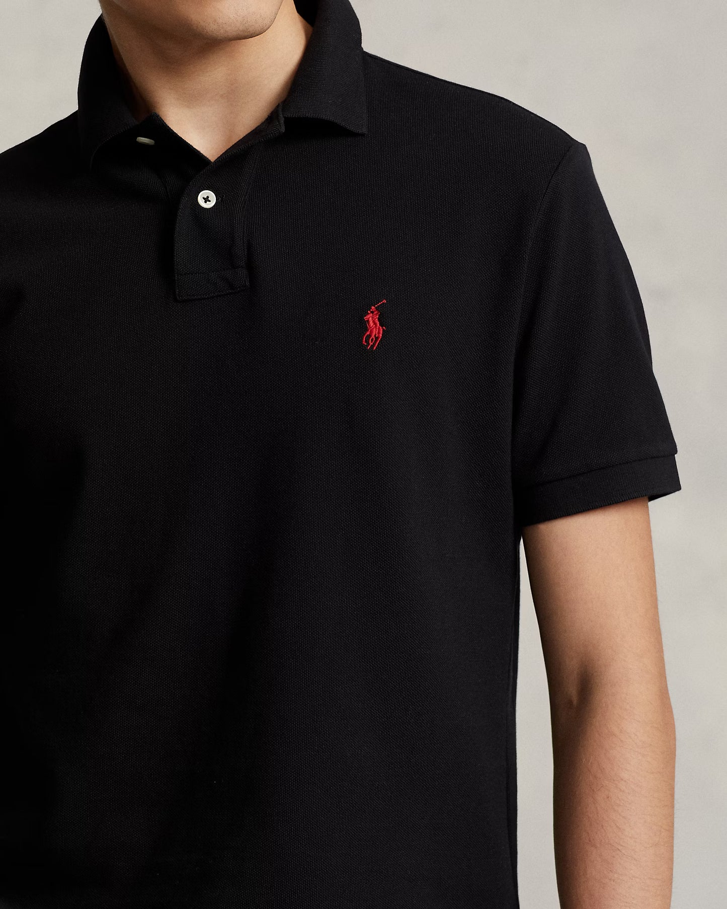 Polo Ralph Lauren Men's Slim Fit Mesh Black Polo Shirt