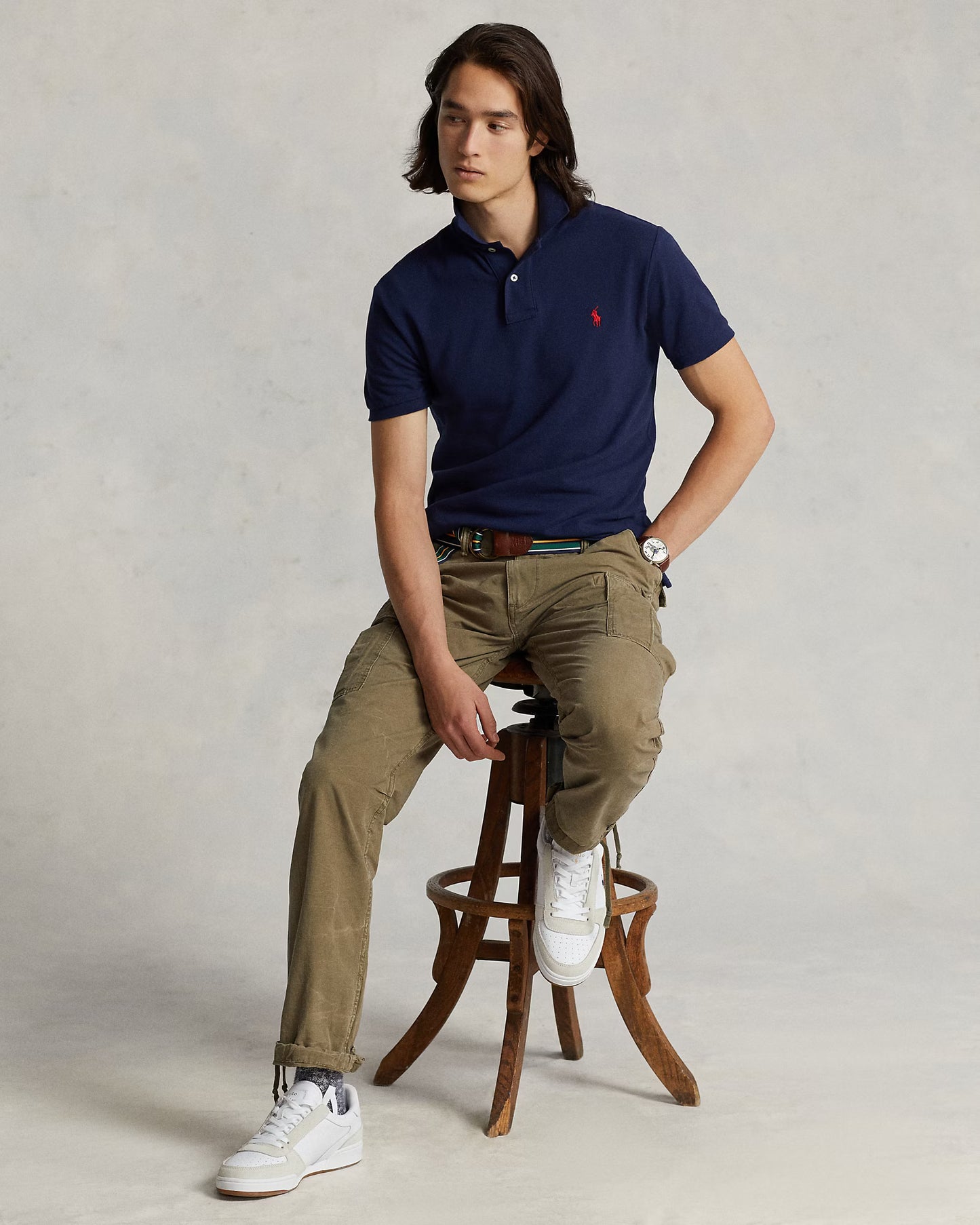 Polo Ralph Lauren Men's Slim Fit Mesh Navy Blue Polo Shirt