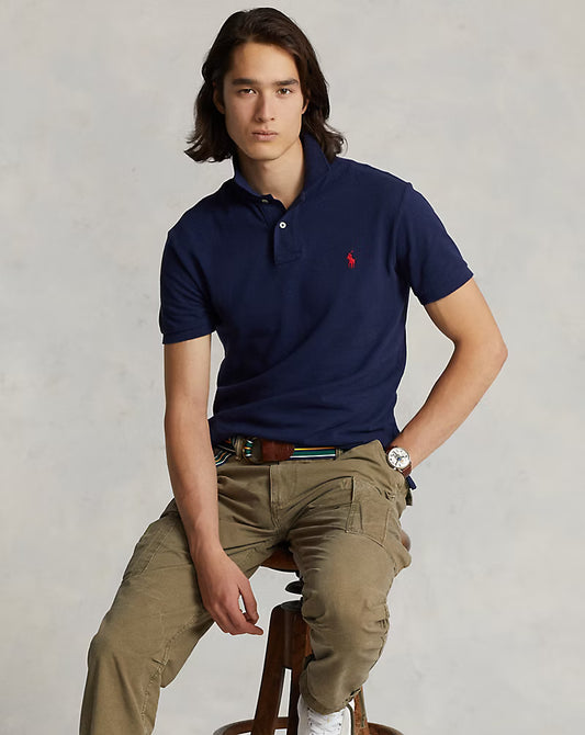 Polo Ralph Lauren Men's Slim Fit Mesh Navy Blue Polo Shirt