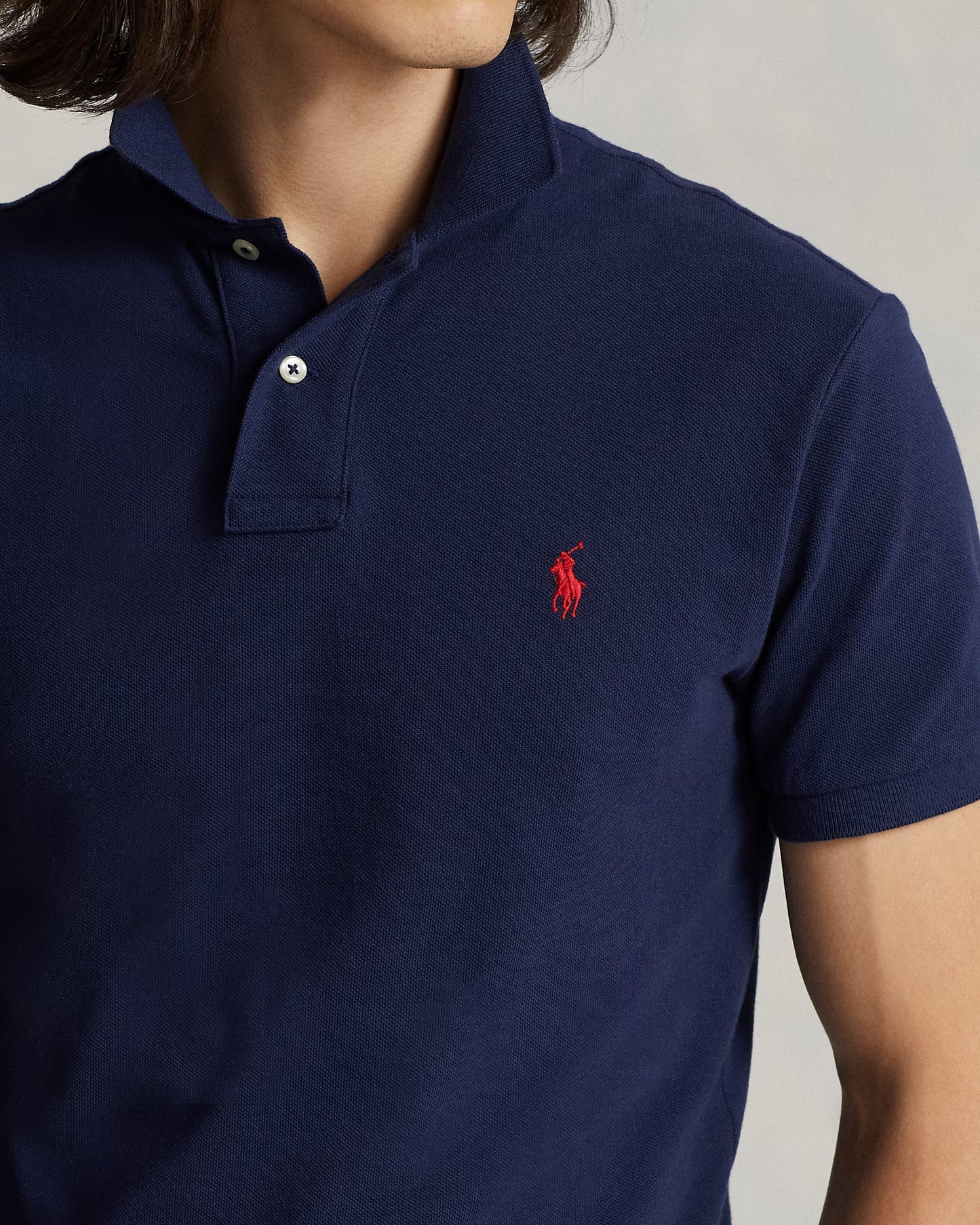Polo Ralph Lauren Men's Slim Fit Mesh Navy Blue Polo Shirt