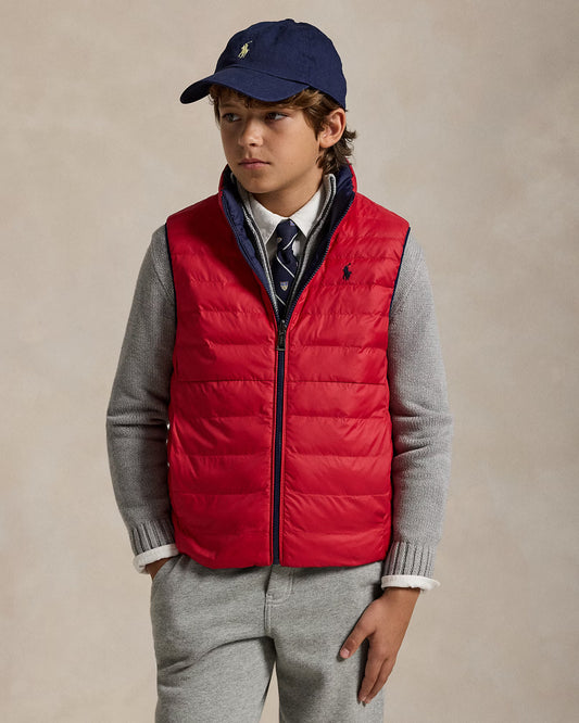 Ralph Lauren P-Layer 2 Reversible Quilted Red Gilet for Kids/Juniors