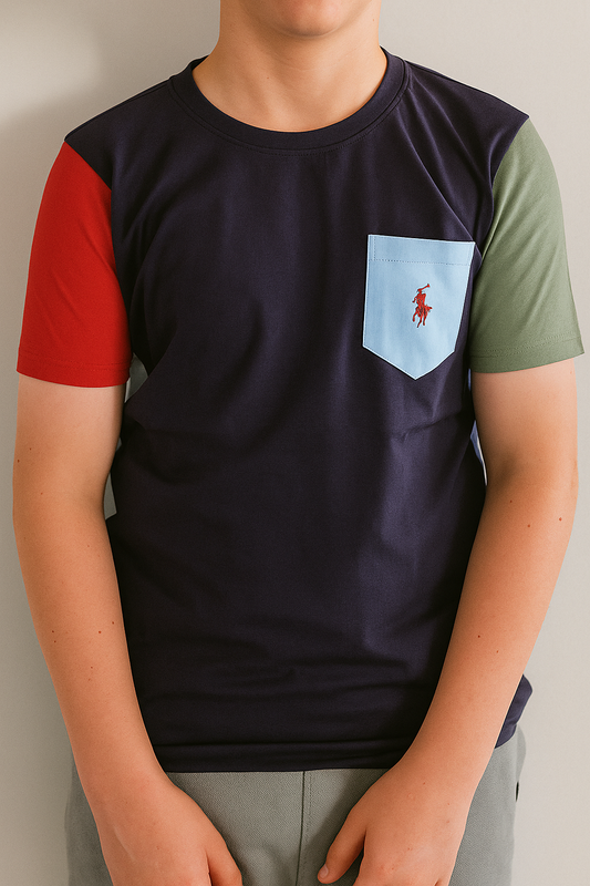 Ralph Lauren Navy Blue Cotton T-shirt for Kids/Juniors