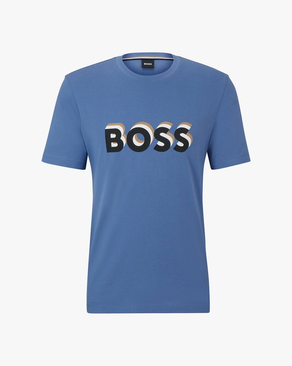 BOSS Logo Signature Blue Color Regular Fit Cotton Jersey T-Shirt for Kids/Juniors