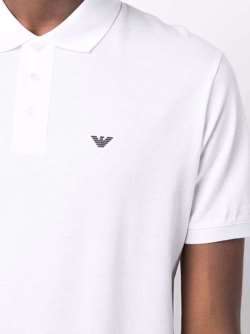Emporio Armani Logo Embroidered Men's White Polo T-shirt