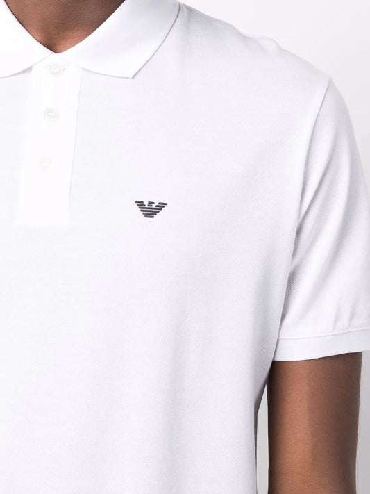 Emporio Armani Logo Embroidered Men's White Polo T-shirt
