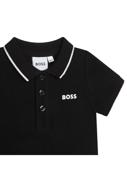 BOSS Black Short Sleeve Polo T-shirt for Kids/Juniors