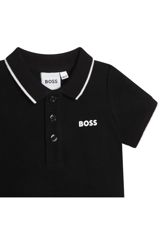BOSS Black Short Sleeve Polo T-shirt for Kids/Juniors