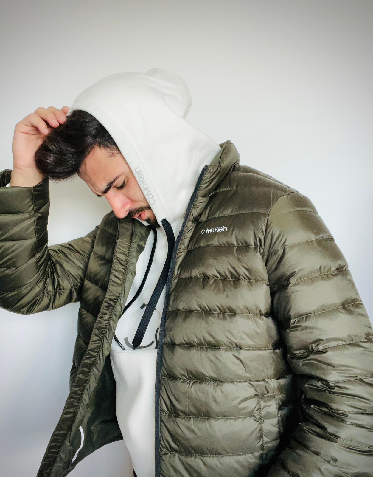 Calvin Klein Army Green Puffer Jacket with Insert Pockets