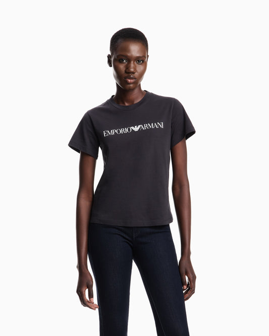 Emporio Armani ASV organic-jersey Woman's T-shirt with logo print