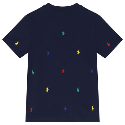 Ralph Lauren All Over Pony Navy T-shirt for Kids/Juniors