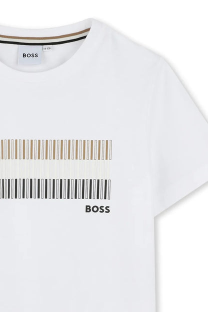 BOSS White Cotton T-shirt for Kids/Juniors