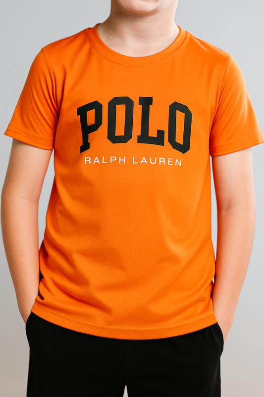 Ralph Lauren Orange Cotton Logo T-shirt for Kids/Juniors