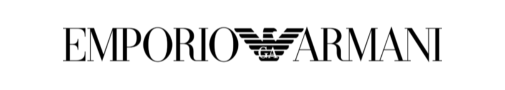 Emporio Armani logo in black text with a winged emblem above the text.