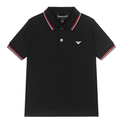 Emporio Armani Kids/Juniors Black Cotton Polo T-shirt