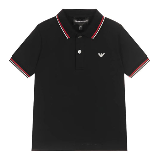 Emporio Armani Kids/Juniors Black Cotton Polo T-shirt