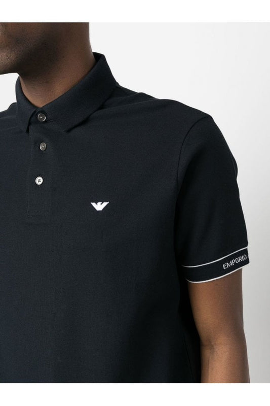 Emporio Armani Logo Embroidered Men's Navy Blue Polo T-shirt