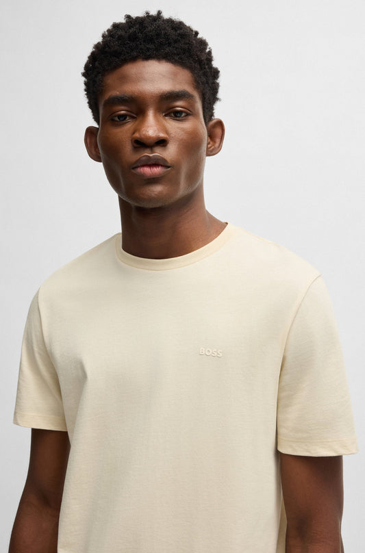 BOSS Cotton Jersey Men's Natural T-Shirt with Logo Detail