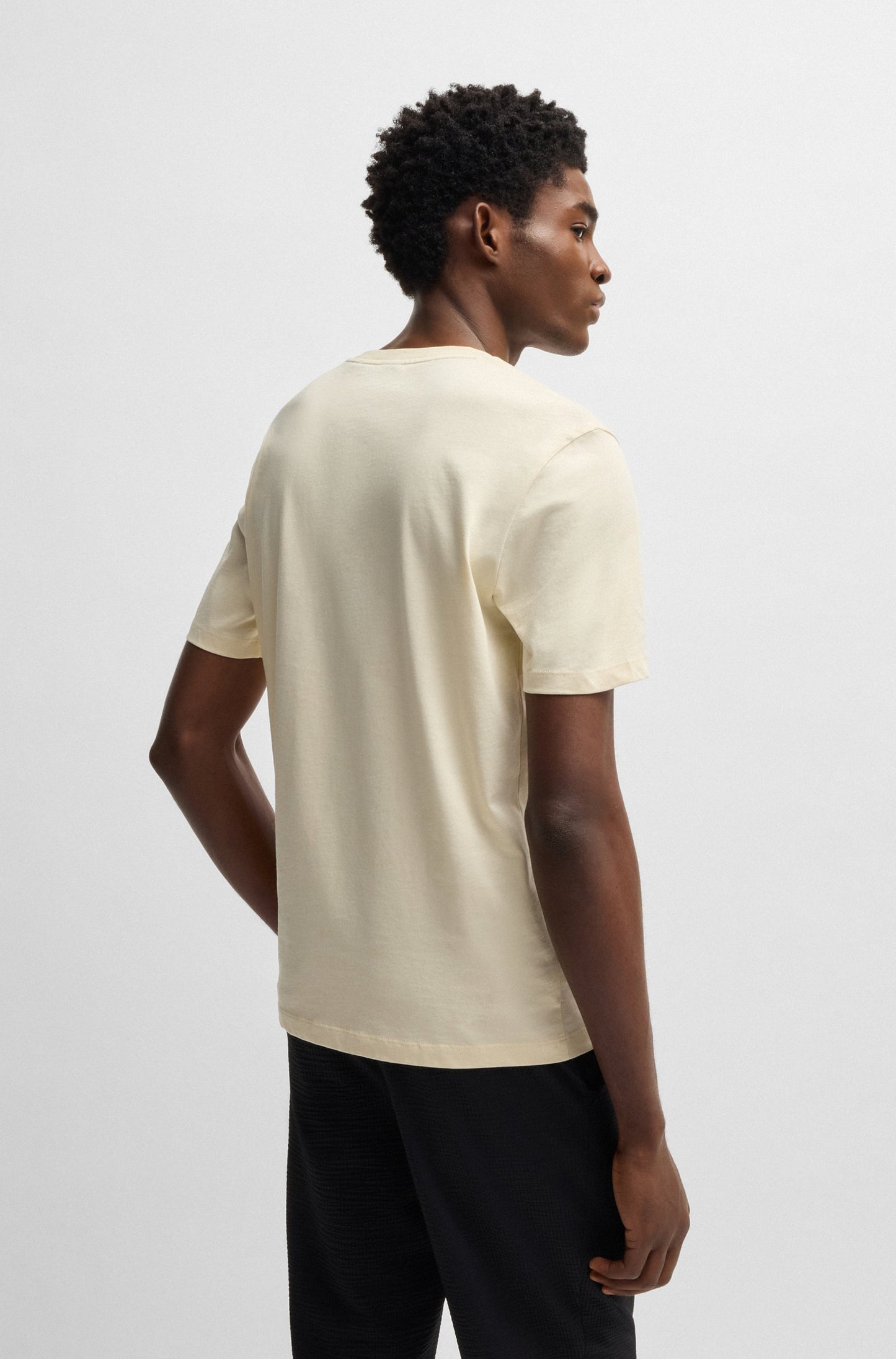 BOSS Cotton Jersey Men's Natural T-Shirt with Logo Detail