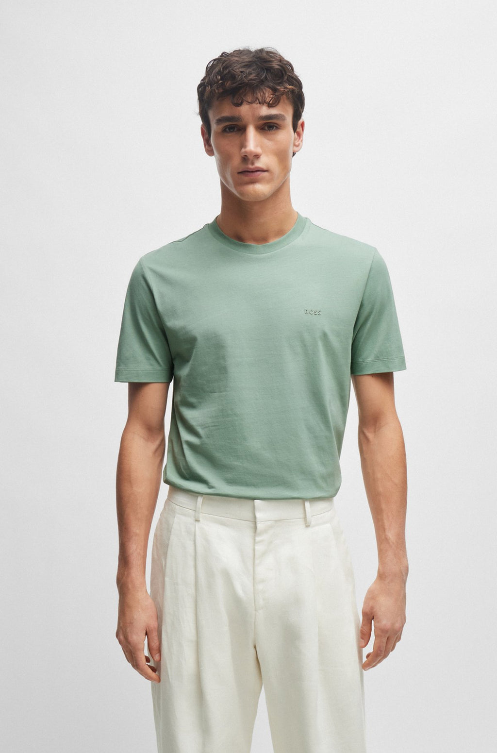 BOSS - Cotton-jersey T-shirt with logo detail