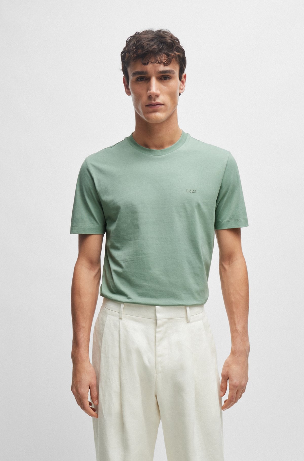 BOSS - Cotton-jersey T-shirt with logo detail