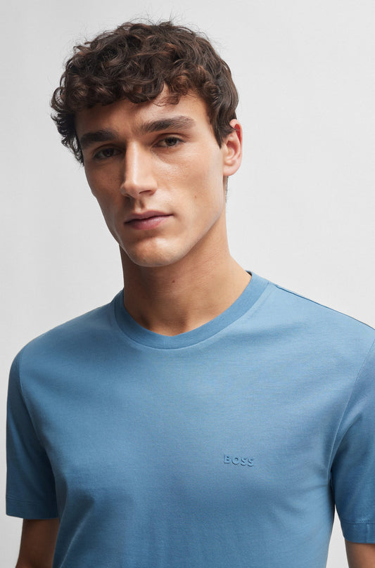 BOSS Cotton Jersey Men's Blue T-Shirt with Logo Detail