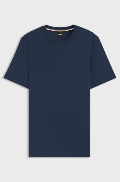 BOSS Cotton Jersey Men's Blue T-Shirt with Logo Detail